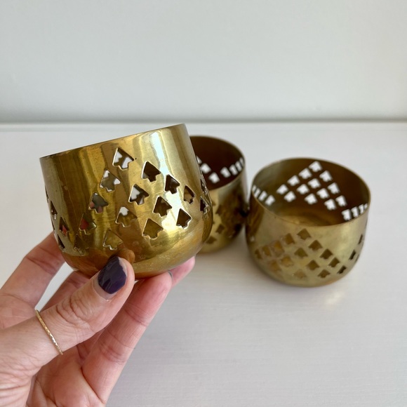Vintage Brass Votive Tealight Candle Holders Set of 3